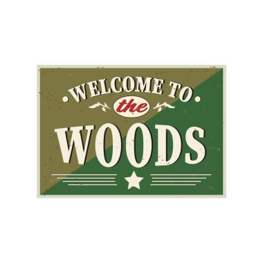 Orman tebrik kartına hoş geldiniz Vektör Tasarımı. Doku efektleri kolayca kapatılabilir.