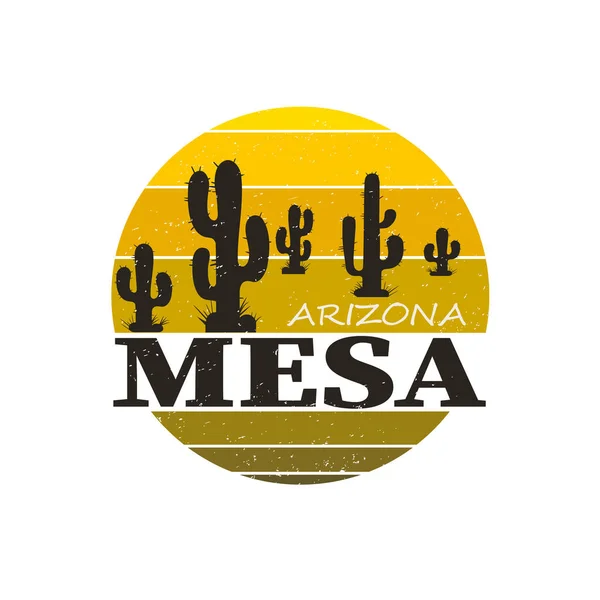 Landscape of Mesa Arizona. T-shirt and apparel vector design, print, typography, poster, emblem — Stock Vector