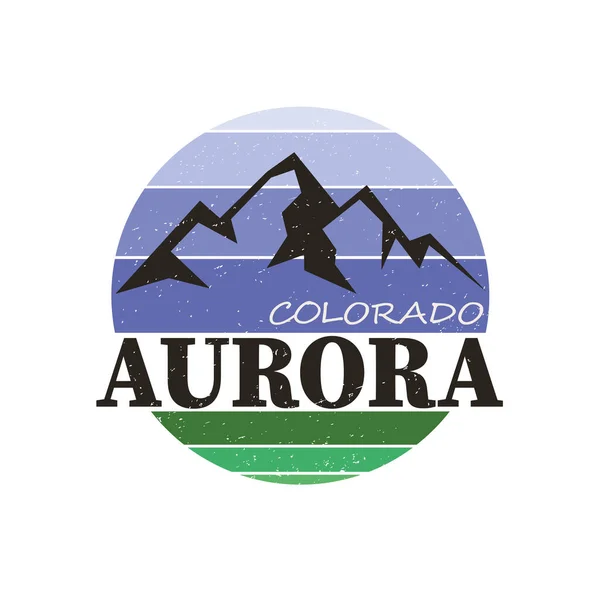 Aurora city travel destination in USA. vector shirt logo — Stock Vector