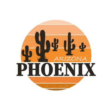 Phoenix Arizona şehri. Tişört ve giysi vektör tasarımı, baskı, tipografi, poster, amblem