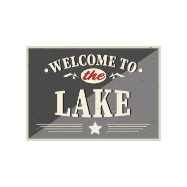 Göle hoş geldiniz. Düz grafik arkaplan üzerindeki tipografi çizimi