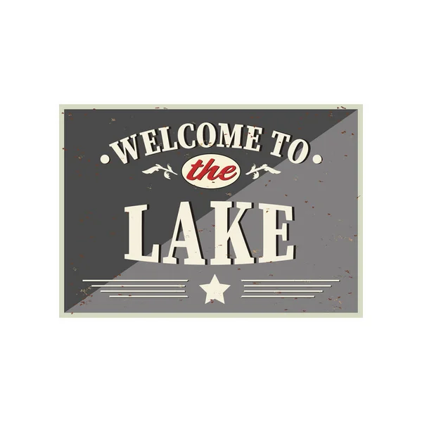 Bienvenido al lago. tipografía ilustración sobre fondo gráfico plano — Vector de stock