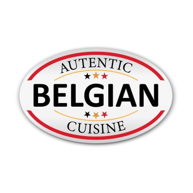 Beyaz arkaplan üzerinde otantik Belçika mutfak afişi tasarımı, vektör illüstrasyonu
