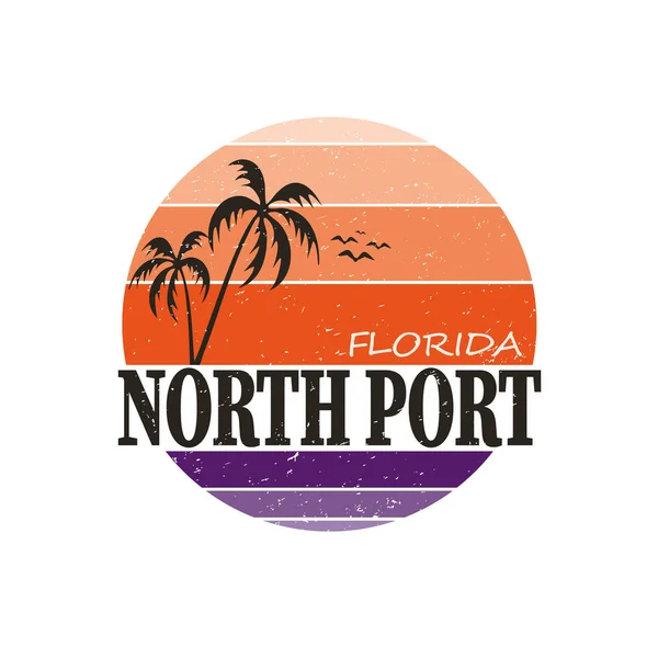Puerto Norte ciudad destino de viaje. vector camisa logo — Vector de stock