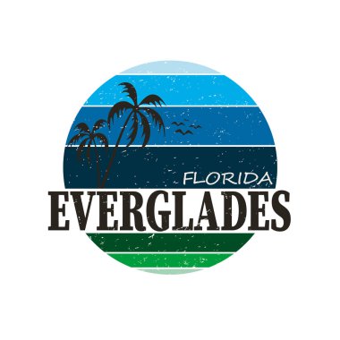 Everglades Ulusal Parkı 'nın seyahat yeri. vektör gömleği logosu