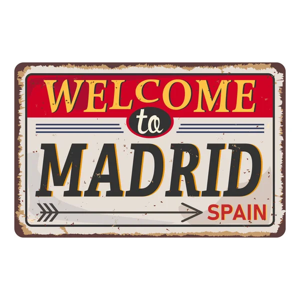 Welcome to Madrid Spain road sign vector — Stock Vector