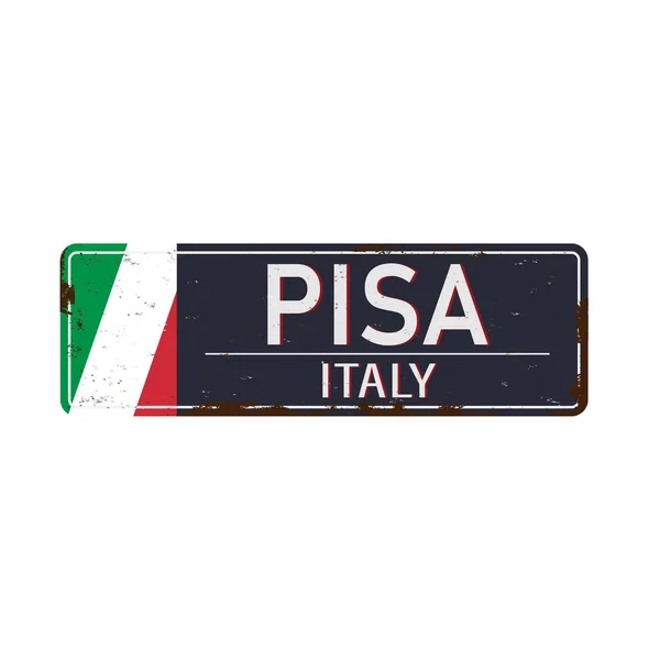 Pisa Italien - Stadt Verkehrszeichen - Schildertafel Vektor — Stockvektor