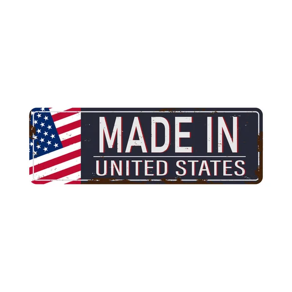 Panneau routier américain isolé sur blanc, fabriqué aux États-Unis — Image vectorielle