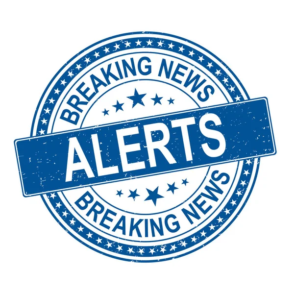 BREAKING NEWS ALERT blue stamp text on white — Stock Vector