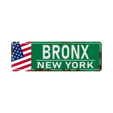 Bronx yeşil yol işareti beyaz arkaplanda izole.