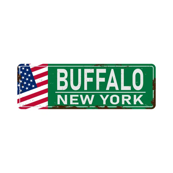 Баффало, Нью-Йорк, иллюстрация зеленого вектора дорожного знака, город США — стоковый вектор