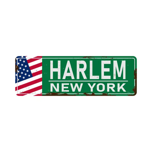 Harlem, Georgia, road sign green vector illustration, road table, USA city — 스톡 벡터