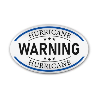 Mavi Kasırga Uyarı Vektör İşareti, beyaz arkaplanda rozet çizimi.