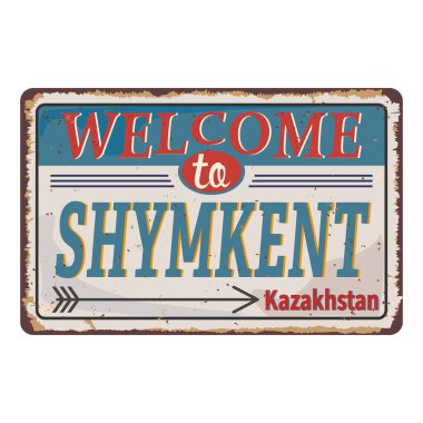 Beyaz arkaplanda Shymkent yol işareti izole.