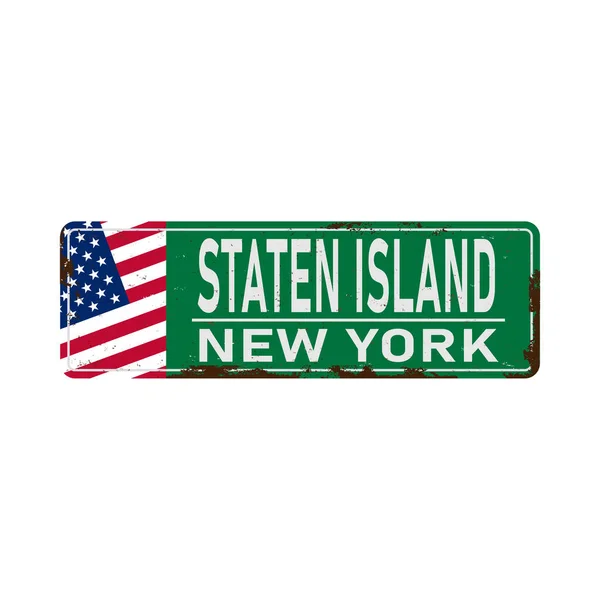 Статен-Айленд зеленый дорожный знак изолирован на белом фоне. — стоковый вектор