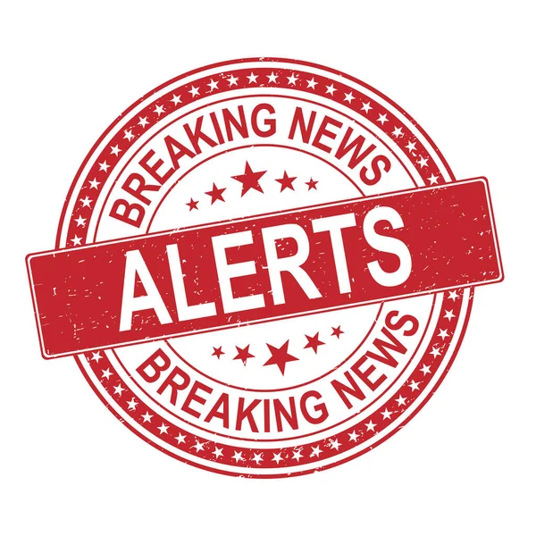 Red BREAKING NEWS ALERT blue stamp text on white — Stock Vector