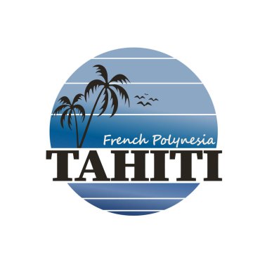 Tahiti islands, background with beach, palms and the ocean. Vector. clipart