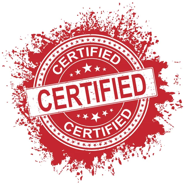 Ícone de carimbo de borracha vermelho certificado isolado no fundo branco. Ilustração vetorial —  Vetores de Stock