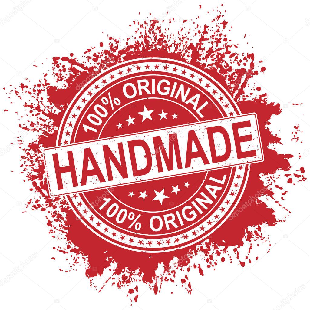 100 handmade label, made with love badge, vector illustration