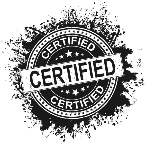 Ícone de carimbo de borracha certificado isolado no fundo branco. Ilustração vetorial —  Vetores de Stock