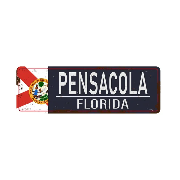 Pensacola, Florida, ilustración del vector de la señal de tráfico, tabla de ruta, ciudad de los E.E.U.U. — Vector de stock