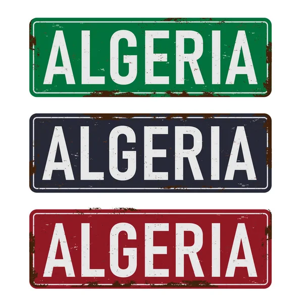 Made in Algerien Goldmedaille Etikettenvektordesign auf weiß — Stockvektor