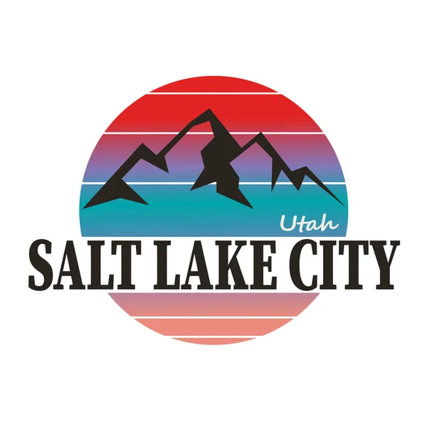 Vektor horského loga SALT LAKE CITY, logo Mountain City, logo Design Vector — Stockový vektor