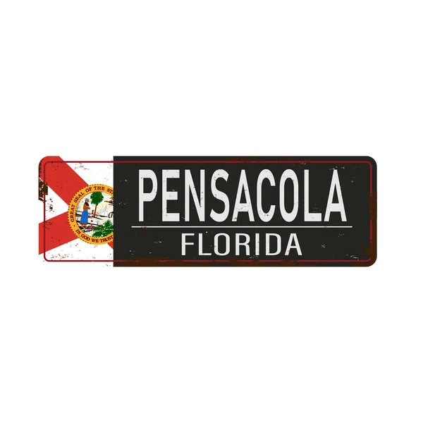 Pensacola, Florida, ilustración del vector de la señal de tráfico, tabla azul del camino, ciudad de los E.E.U.U. — Vector de stock