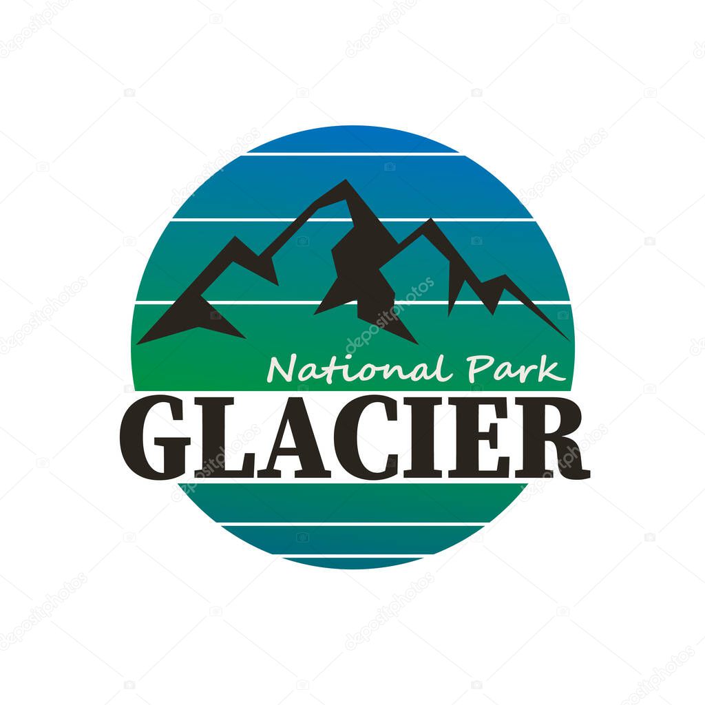 Emblem patch logo illustration of Glacier National Park Emblem patch logo illustration on dark background