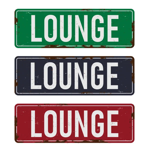 Vintage Metal Sign - Lounge - Vector EPS10. Grunge effekter kan enkelt tas bort för en renare look. — Stock vektor