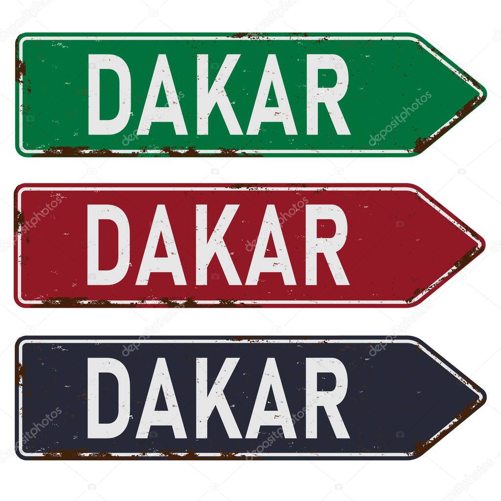 Dakar ARROW ROAD SIGN Design Vector Illustration