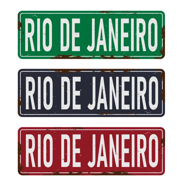 Rio de janeiro Τουριστική Retro Vintage σήμα χαιρετισμού, υφές αποτελέσματα μπορεί εύκολα να απενεργοποιηθεί. — Διανυσματικό Αρχείο