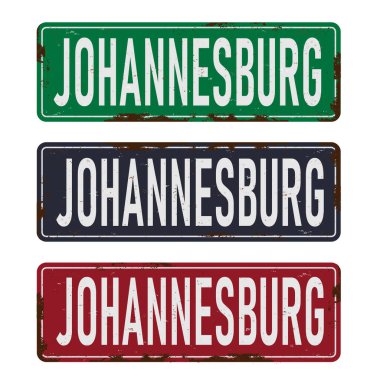 Johannesburg yol tabelası beyaz arkaplanda izole.