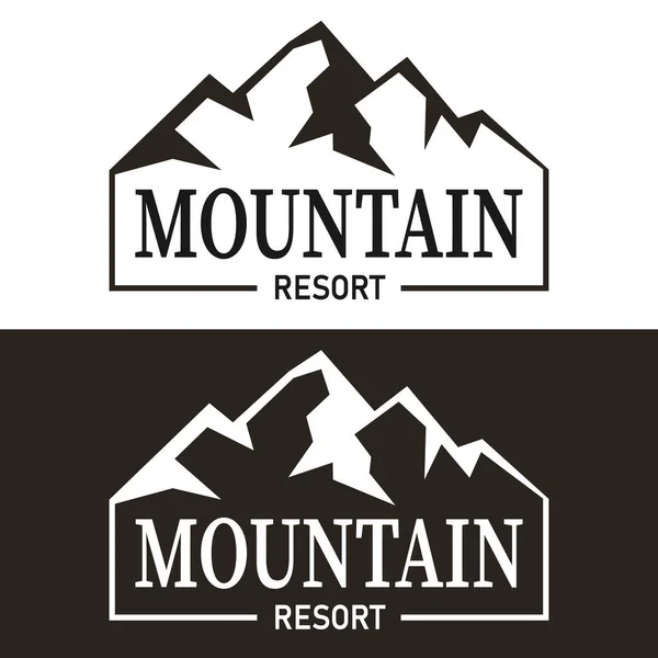 Berge Resort Symbol. Vektor-monochromatisches Zeichen, Schriftzug. — Stockvektor