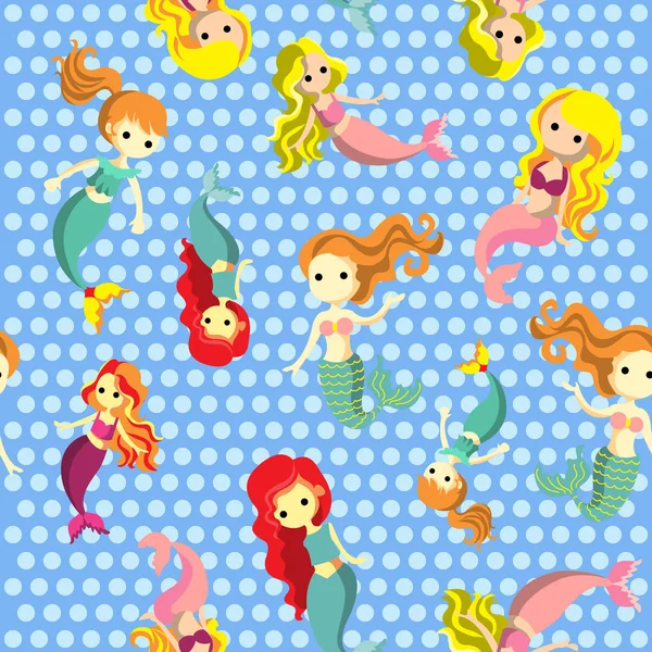 Cute Mermaid Seamless Pattern Vector Illustration Kids Fashion Artworks Children — Stock Vector