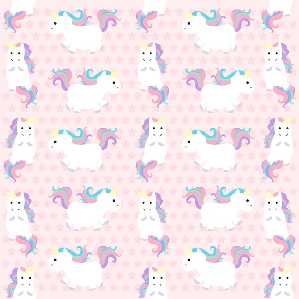 sevimli Unicorn ve yıldız dikişsiz desen vektör illüstrasyon - kart ve gömlek tasarımı