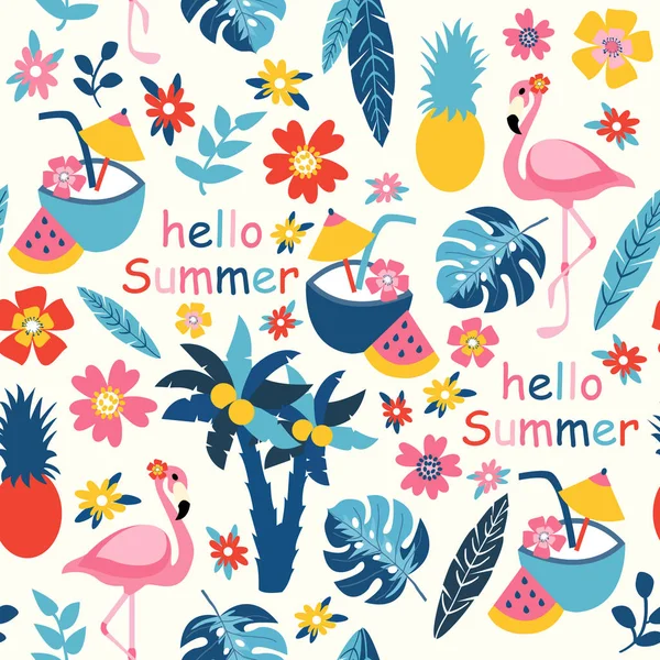 Print Kleurrijke Hello Zomer Vector Illustratie Ontwerp — Stockvector