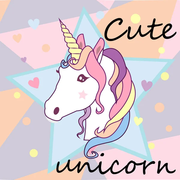 Cute Unicorn Card Vector Illustration Design — Stock Vector