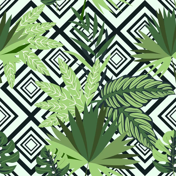 Modèle Botanique Vert Tropical Congé Concept Jardin Joyeux Été Forêt — Image vectorielle