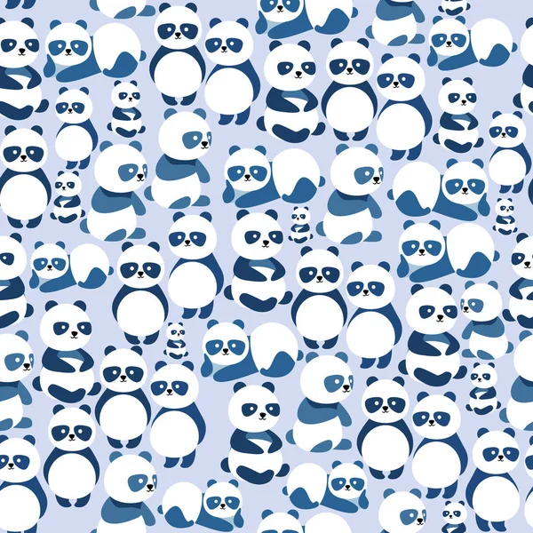 mavi arka plan vektör illüstrasyon dikişsiz desen sevimli panda ayı
