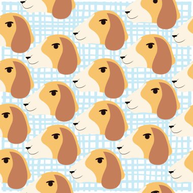 seamless pattern.happy smile face beagle dog background