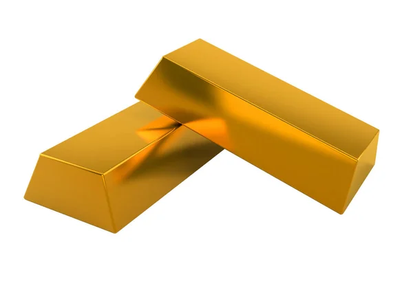 Złote paski model 3D na białym tle — Zdjęcie stockowe