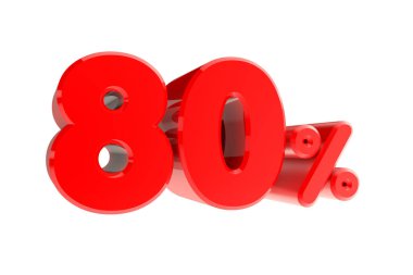 Beyaz arka planda yüzde 80 3d görüntüleme