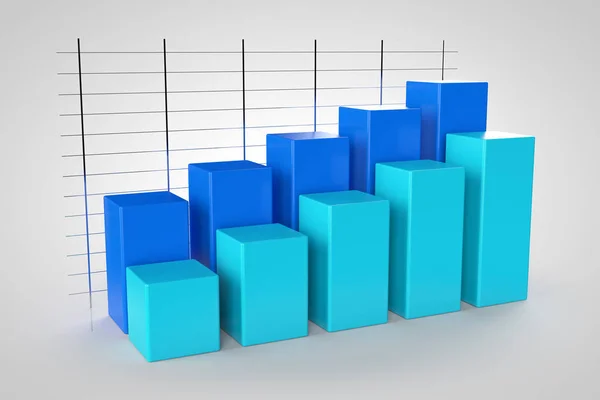 Gráfico de negócios modelo 3d no fundo branco — Fotografia de Stock
