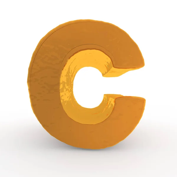 Rendering 3d huruf C dalam logam emas pada latar belakang putih terisolasi . — Stok Foto
