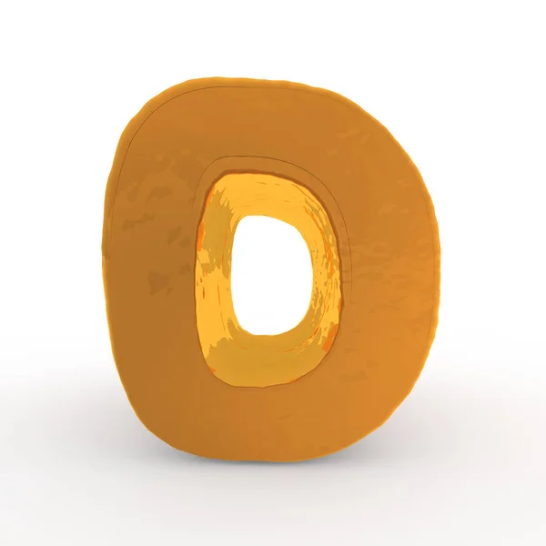 Rendering 3d della lettera D in metallo dorato su sfondo bianco isolato . — Foto Stock