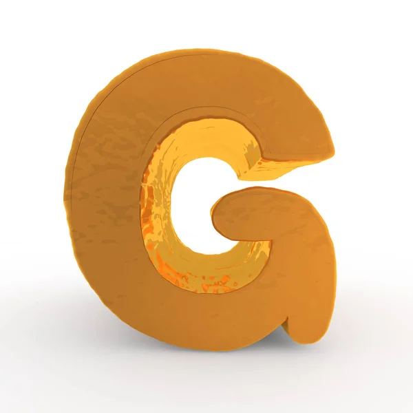 3D-weergave van de brief g in goud metaal op een witte achtergrond geïsoleerde. — Stockfoto