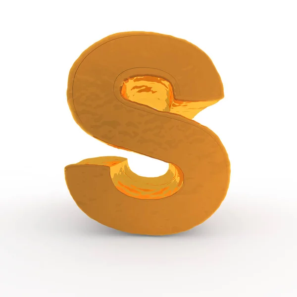 3D-weergave van de letter s in goud metaal op een witte achtergrond geïsoleerde. — Stockfoto