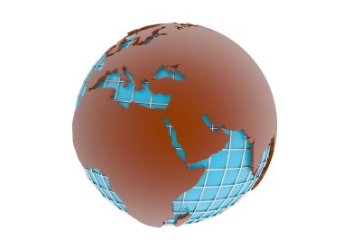 beyaz arka plan üzerinde toprak 3d model render