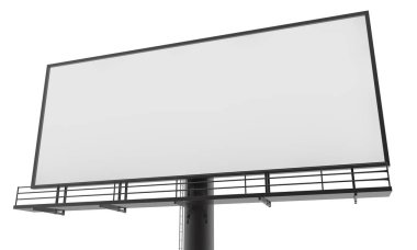 Boş billboard beyaz arka plan üzerinde yeni reklam 3d render için hazır